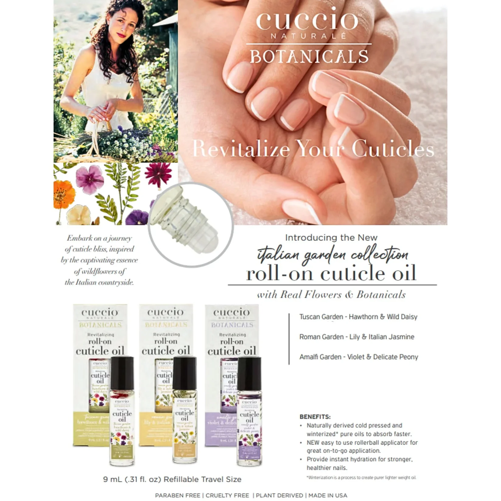 Cuccio Botanicals Roll-On Cuticle Oil-(Italian Garden Collection) - Image 2